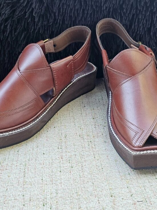 Kaptaan Chappal Men Sandal Handmade Genuine Leather Upper Brown Shoe Size 9US main image 8